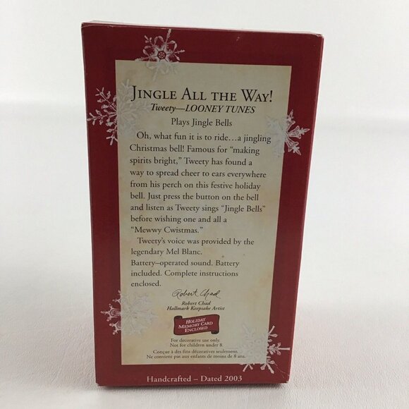 Hallmark Keepsake Ornament Looney Tunes Jingle All The Way Tweety w Sound 2003 - Picture 3 of 6